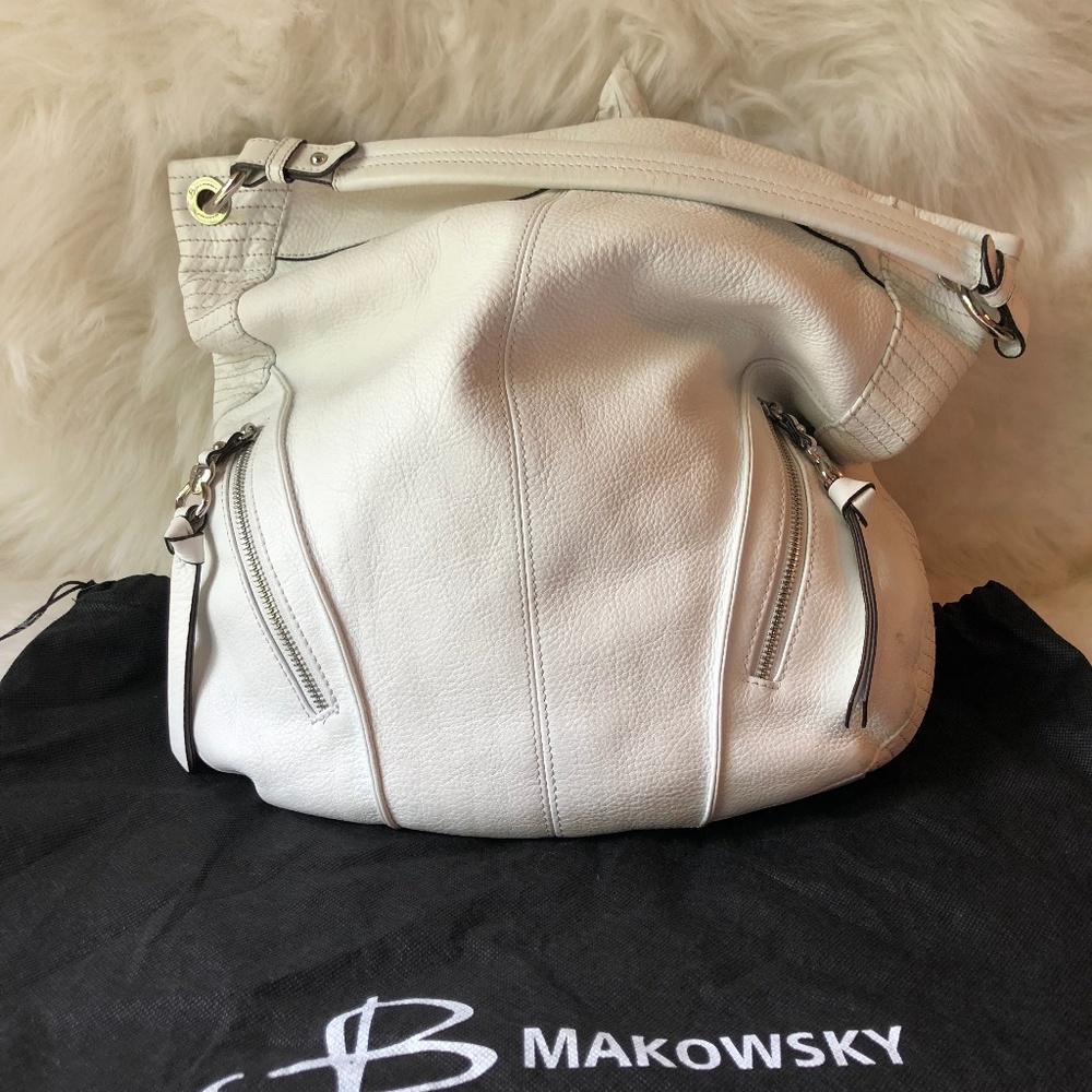 B.Makowsky white leather handbag Lg.